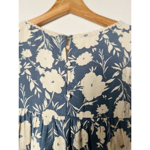 Savanna Jane 2X Embroidered Boho Peasant Top Blue Floral Tassel Sleeve Tunic - Picture 9 of 13